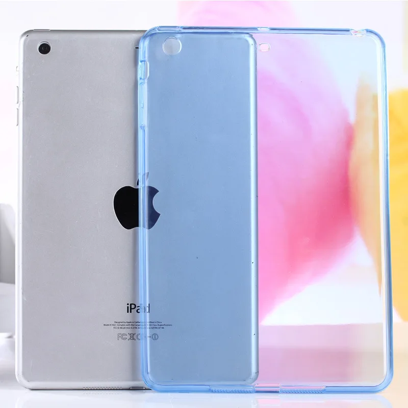 

TPU Transparent Back Cover for Fundas iPad Air 2 Case Ultrathin Coque Back Cover Case For iPad 6 Cover Blue Red Pink Purple