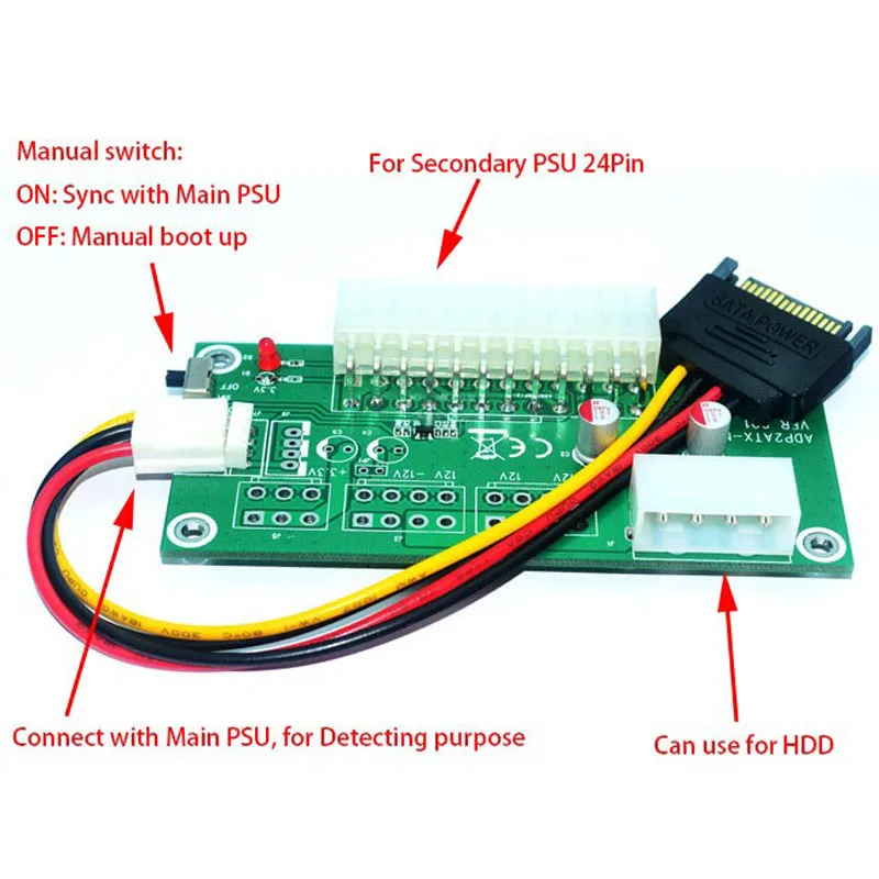 الكمبيوتر المكتبي atx 24pin المزدوج psu امدادات الطاقة مزامنة كاتب موسع الكابل ل bitcoin مينر تزوير