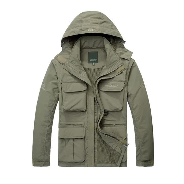 2019 New Men Multi pocket Waterproof Jacket Spring Autumn Outerwear