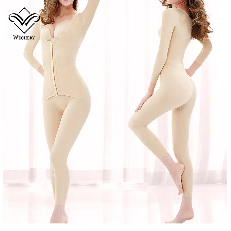 Fashion New Body Shaper Women's Slimming Full Length Bodysuit Long Sleeve  Faja Female Shapewear Plus Size Underwear For Women(#black)