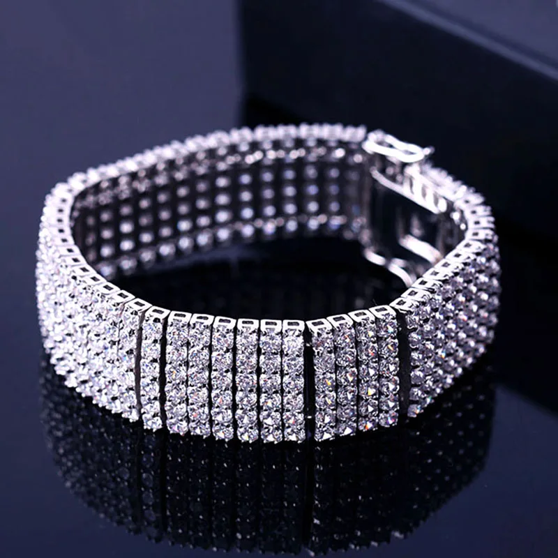Luxury Cubic Zirconia Cluster Tennis Bracelets & Bangles For Women New Fashion Lady Jewelry