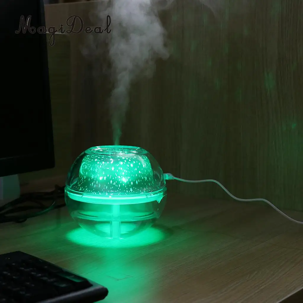 500ml Crystal Night Light Projection Air Humidifier Aromatherapy Essential Oil Diffuser for Spa Yoga
