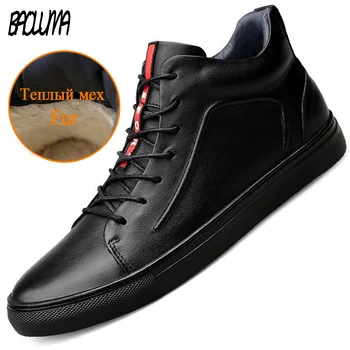 

Classic Men Winter Boots Plush Warm Black Men Snow Boots Waterproof Male Ankle Boots Autumn Outdoor Man Motorcycle Shoes 38-48