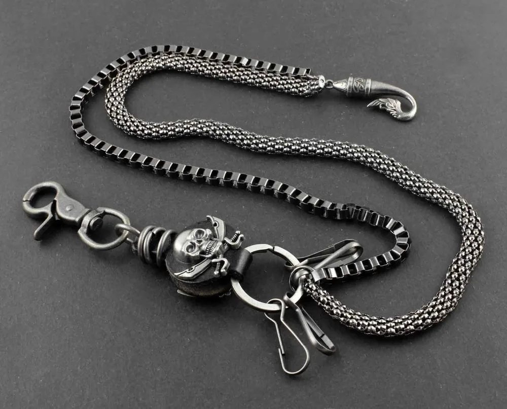 Мужской кошелек цепочка с защитой от кражи и черепами|purse chain|chain menchain wallet chains |
