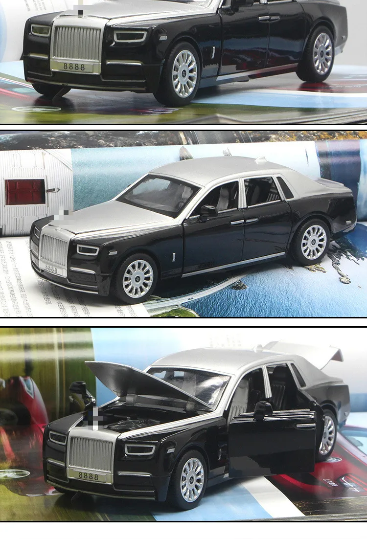 1:32 Scale Rolls Royce Alloy Diecast Metal Car Model Sound Light Pull Back SUV 7 Doors Can Be Opened For Kids Toys