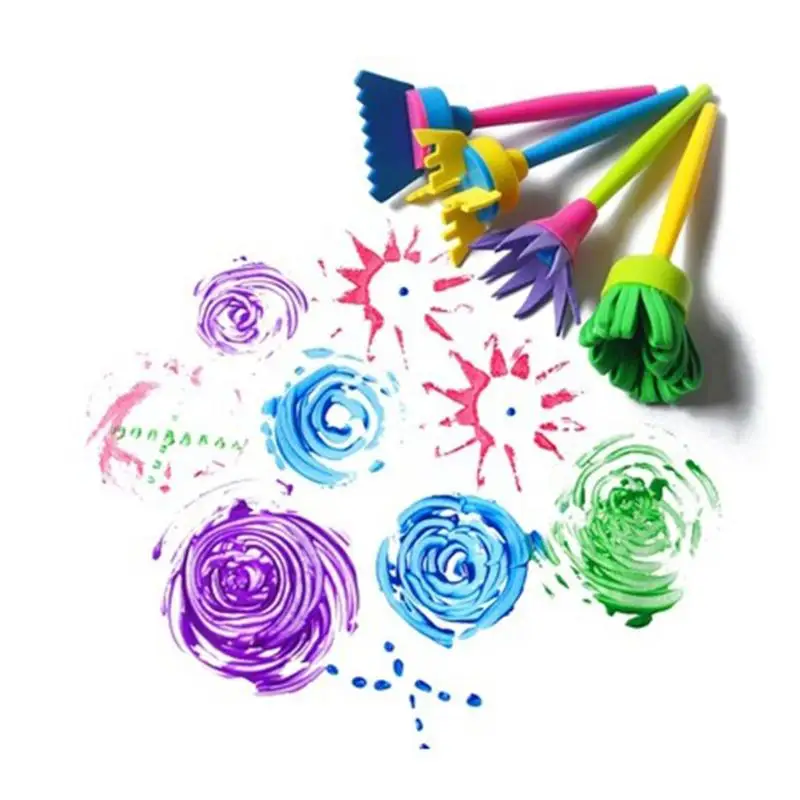 4 шт. вращающиеся кисти-губки для рисования, сделай сам, цветочные губки, художественные кисти с граффити, инструмент для рисования, обучающая игрушка, детский подарок
