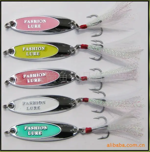 PROD 1649567632 Whole Sale 100pcs/lot Feather Metal Spinnerbait Spinner
Bait Fishing lure Metal Spoon Fishing Lure Free Shipment