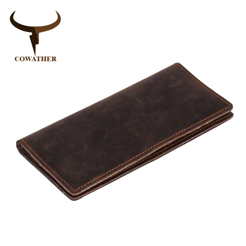 

COWATHER 2019 new men wallets vintage cow crazy horse luxury leather good Manual male purse carteira masculina original brand