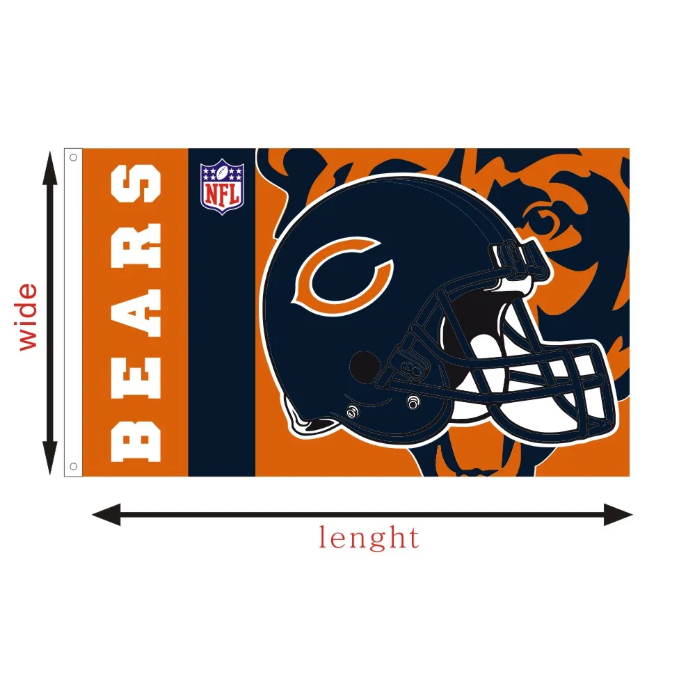 Chicago Bears flags and banners custom NFL race flying flag, size 3X5FT