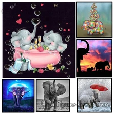 

Elephant scenery cartoon embroidery pattern mosaic 5D diy diamond painting 3d cross stitch kits room decoration handmade crafts
