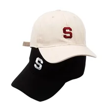 Горячая Спортивная Кепка мягкая с угловым краем вышитая Буква S Регулируемая хлопковая фуражки Верхняя спортивная одежда для влюбленных