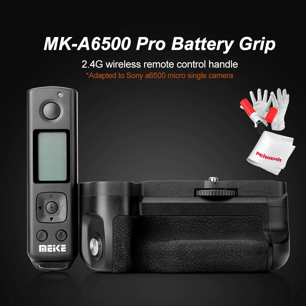 Meike MK-A6500 Pro Battery Grip Built-in 2.4Ghz Remote Controller Up to 100M For Sony A6500 with Rremote Control Vertical-Shoot