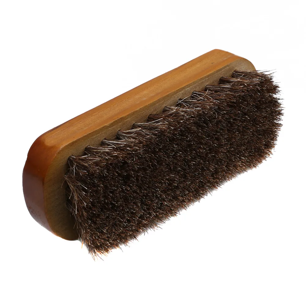 Buy Wooden Handle Shoes Shine Brush Polish Bristle Fur Hair Buffing Brushes