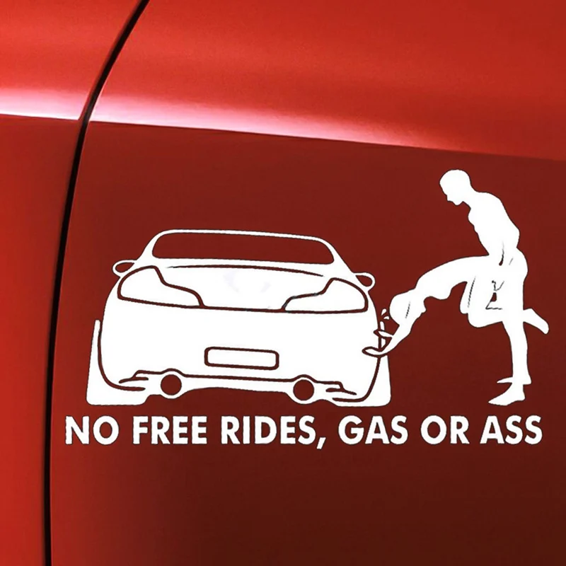 20*8 см газа или задница &quotNo Free Rides&quot забавные виниловые наклейки для автомобиля