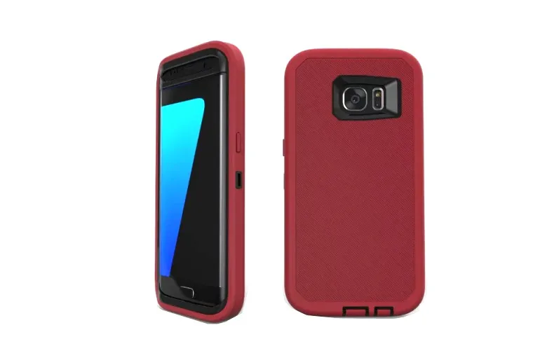 Гибридный защитный чехол для samsung Galaxy S7 S7 Edge, мягкий силиконовый Жесткий пластиковый Чехол на заднюю панель мобильного телефона для Galaxy S7 S7 Edge - Цвет: dark red