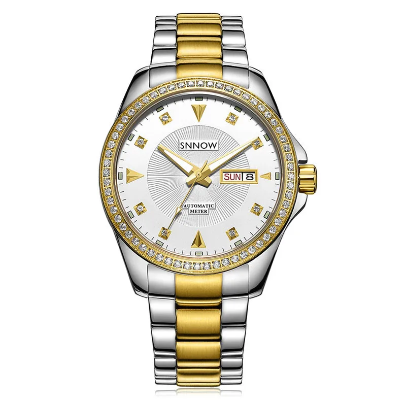 

Luxury Brand watches men automatic mechanical men watch Crystal Business Fashion clock waterproof 100m SNNOW series CASIMA#8803