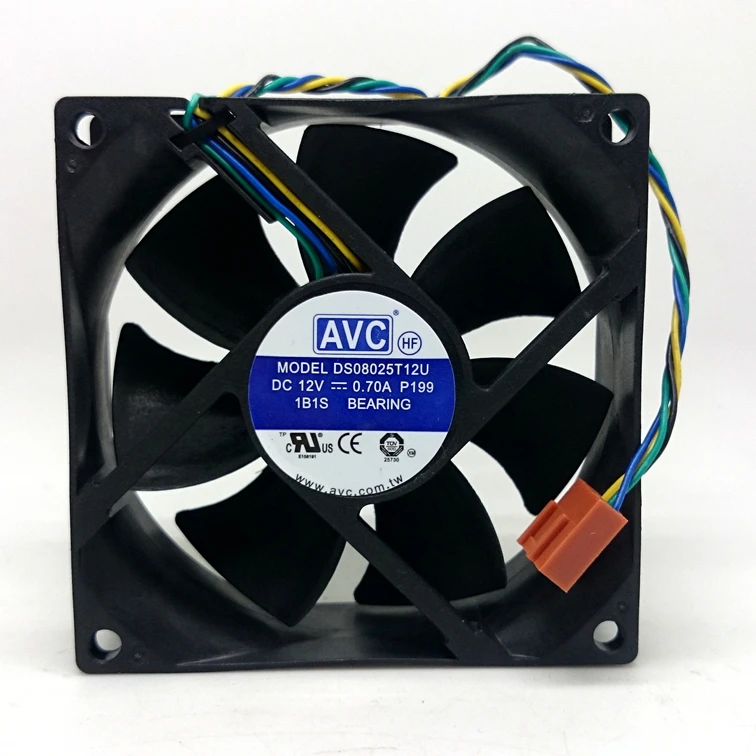 Подержанный ШИМ вентилятор AVC DS08025T12U 12 В 8025 А 8 см дюйма 4 линии контроль
