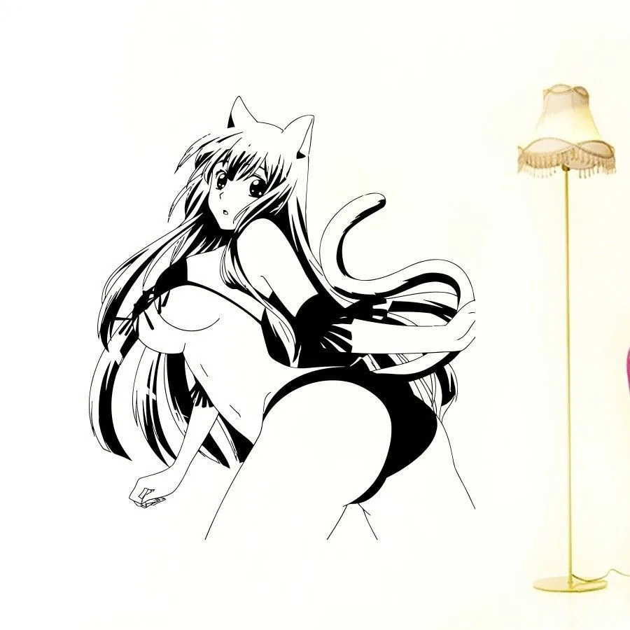 Японский мультфильм сексуальная девушка виниловая наклейка на стену Аниме Манга бикини девушка Фреска художественная Настенная Наклейка украшение дома Декор для спальни D743