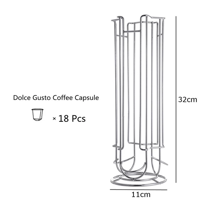 Высокое качество металлический кофе держатель железо хром покрытие стенд хранение кофейных капсул стойки для 18 шт. dolcegusto капсулы