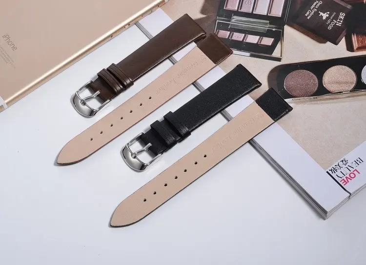 1pcs 12mm 14MM 16MM 18mm 20mm 22mm soft genuine leather grain (cow) watch band watch strap men and women belts 