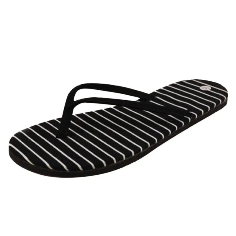 1 paar Schwarz Streifen Frauen Flache Hausschuhe Sommer Strand Hausschuhe Massage Hausschuhe Mode Freizeitschuhe Frau Zapatos Mujer Schwarz