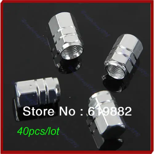

10sets(4pcs/set) New Hexagonal Ventil Valve Cap For Auto Car Truck Silver