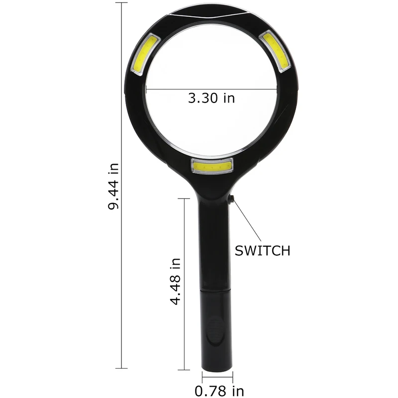 PANYUE очень большое увеличительное стекло с светильник с 3X объективом 3* COB светильник ed Лупа стеклянный светильник ручной увеличитель объектив