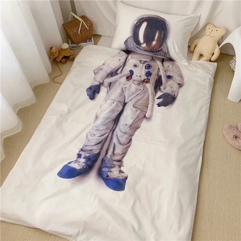 

Luxury Egypt Cotton 3D Astronaut Cartoon Bedding Set For Kids digital printing Duvet Cover Sets Bed Sheet Twin Queen Size 4pcs