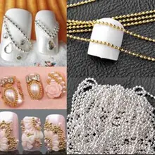 1 шт Высокое качество 1 м наклейки для дизайна ногтей 3D наклейки металлические блестки полоскающие шарики украшения цепи по низкой цене