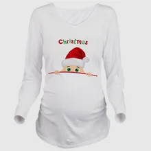 Санта-Клаус, рождественское платье для беременных с буквенным принтом, женская футболка с длинными рукавами, повседневная плюшевая женская одежда
