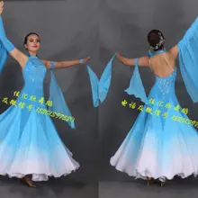 Бальные competitiom Танцы балетное платье форма танцы, вальс синего цвета для женщин