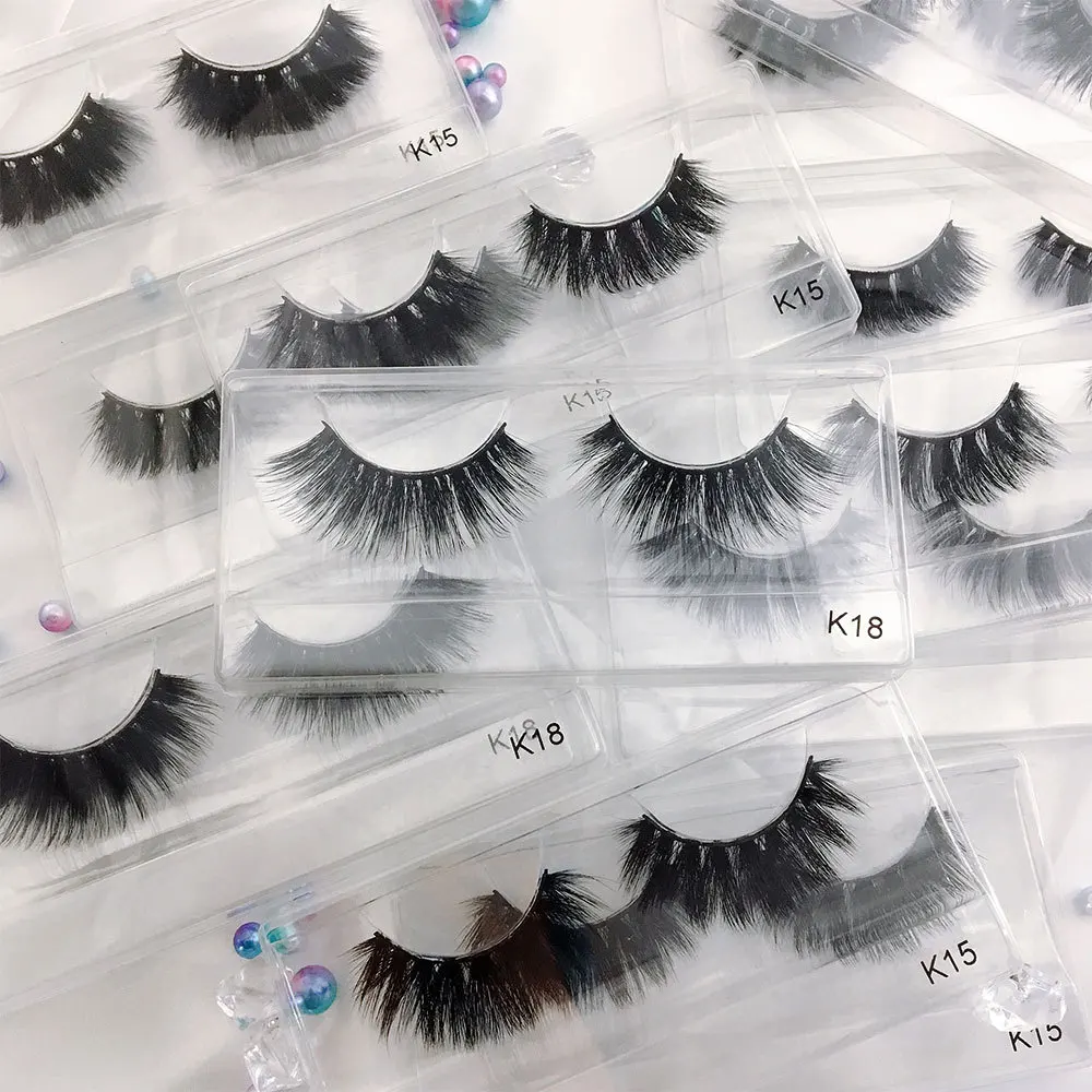 

1 Pair 3D 100% Real Soft Mink Hair False Eyelashes 1.3~1.5cm Thick Cross Wispy Lashes Extension Handmade Eye Makeup Tools