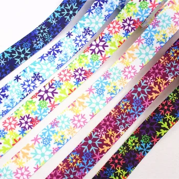 

YJHSMY XW92120,6style 25mm 5yard/lot Christmas snowflake Series Printed grosgrain ribbon, DIY handmade materials,accessories