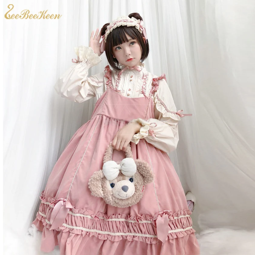 

Pink Princess Sweet Lolita Cosplay Dress For Girls Carnaval Party Costume Anime Women's Maid Cosplay Lolita jsk Gothic Dress