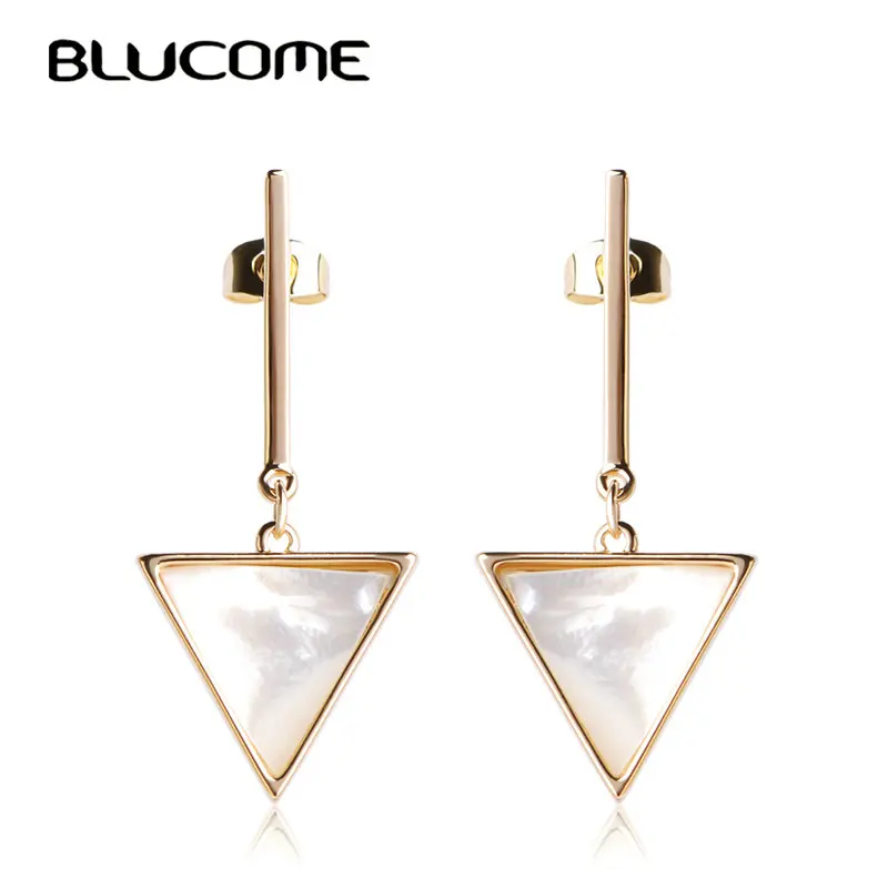 

Blucome Triangle Abalone Shell Dangle Drop Earrings Gold-color Original Korean Wedding Accessories Punk Women Earrings Aretes