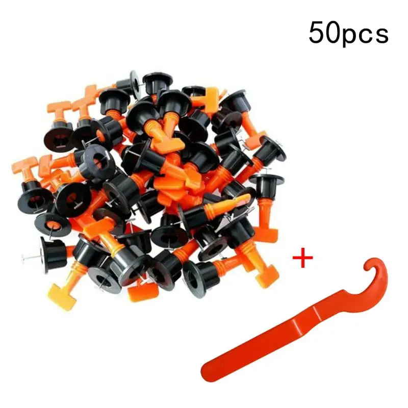 

50PCS Tile Clamp Wall Leveling System Kit 1.6mm Gap Reuse Floor Clip Leveler Ceramic3-15mm Thickness Construction Tools For Tile