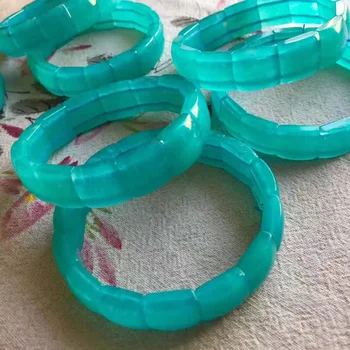 

Precious Natural Amazonite Amazon Stone Crystal Rectangle Bead Bracelets For Women Crystal Stretch Charm Bracelet Femme