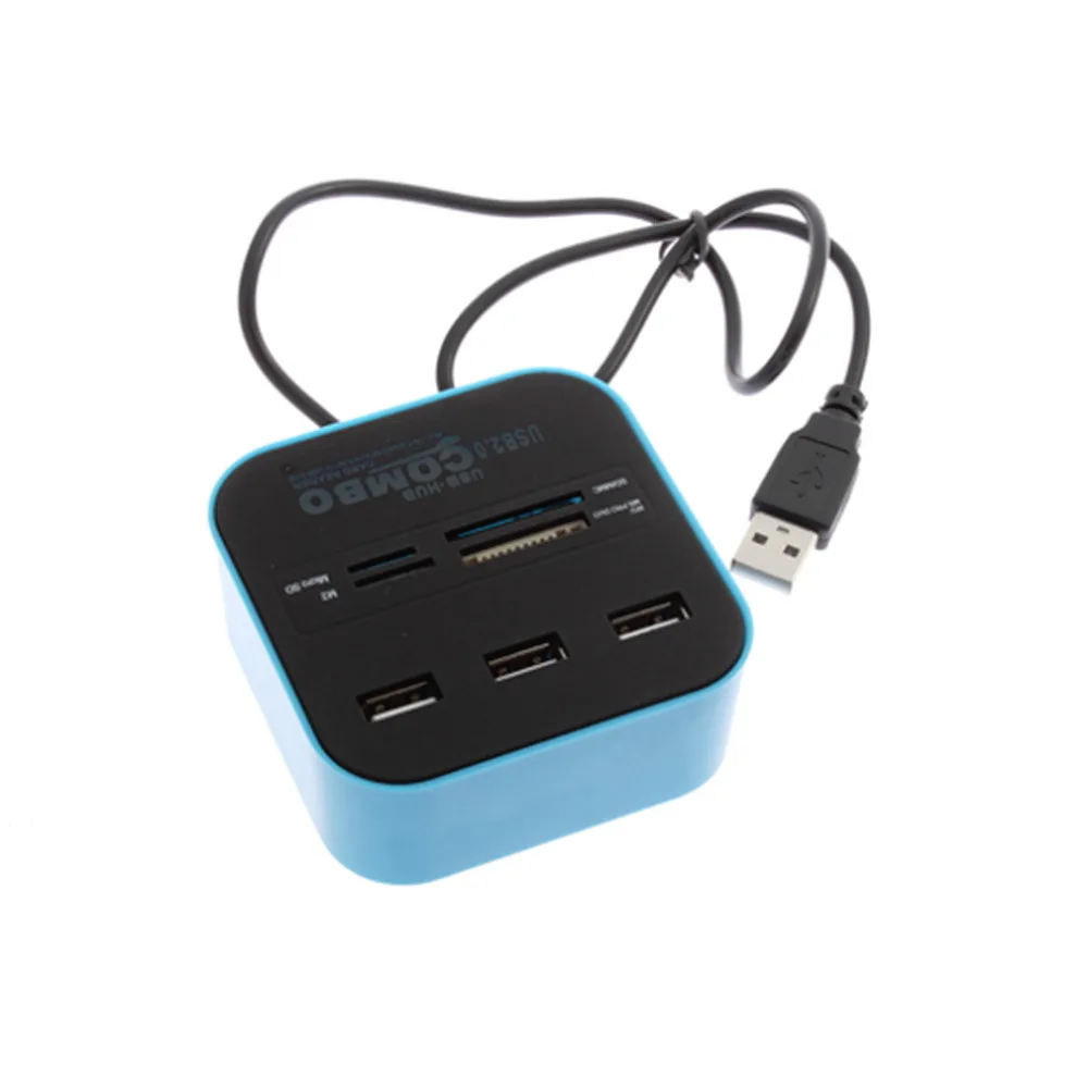 1 шт концентратор USB 2,0 Combo все в одном Multi-card Reader с 3 портами для SD/MMC/M2/MS голубой цвет Оптовая Прямая доставка