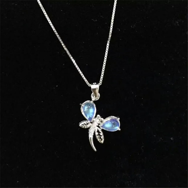 KJJEAXCMY boutique jewels кулон в виде стрекозы из чистого серебра 925 пробы с лунным камнем +