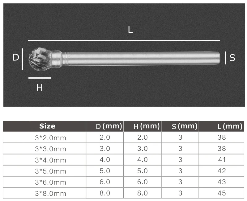 6 шт. 3 мм вал шариковый Карбид Боры Вольфрамовая сталь роторные напильники фрезы Dremel шлифовальный станок сверлильный инструмент