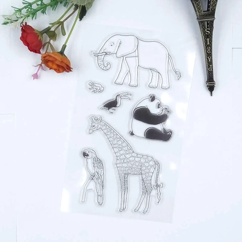 

Elephant Panda Giraffe Transparent Clear Silicone Stamp for DIY Scrapbooking/Card Making/Kids Christmas Fun Decoration Supplies