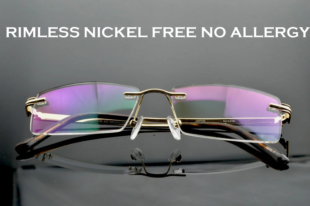 

Claravida New Time-limited 2019 Rimless Reading Glasses Myopia Prescription Frame Custom Made Gold