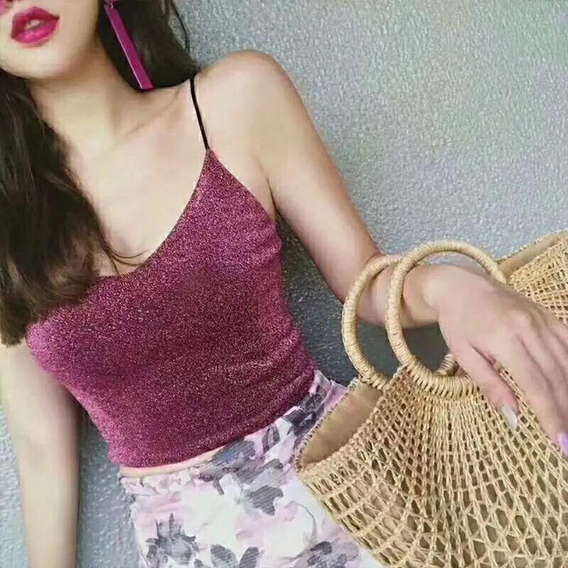 Женский блестящий топ с люрексом без спинки на бретельках|tank top summer|top summertank |