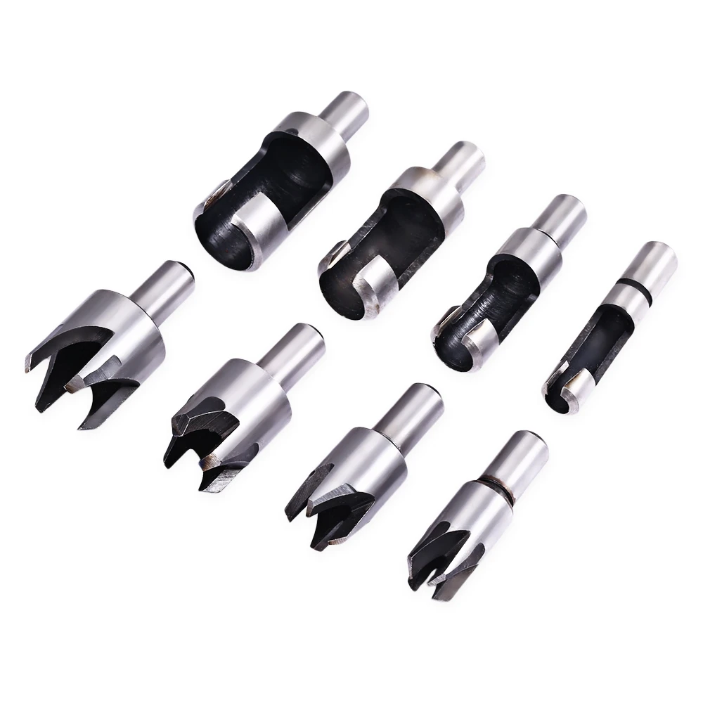 8pcs Plug Chamfer Wood Cutter Tapered Cutting Tool Woodworking Tools