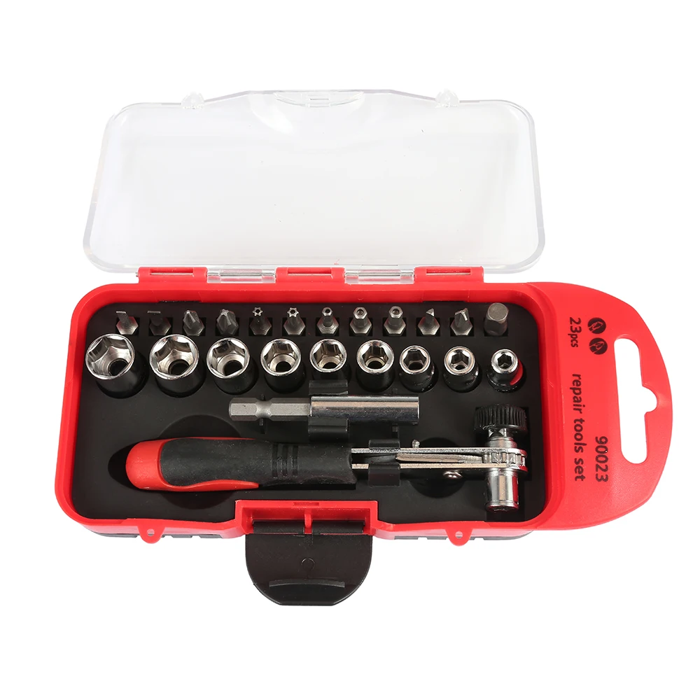 23pcs Multi functional Emergency Repair Tool Sets Socket Wrench Ratchet