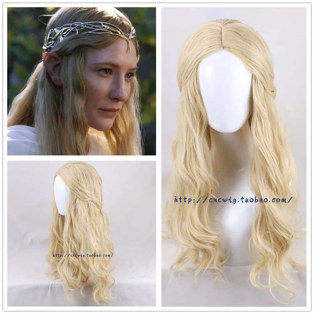

The Hobbit Elf Queen Galadriel cosplay wig women role play long blonde wavy hair Cate Blanchett fancy wig costumes