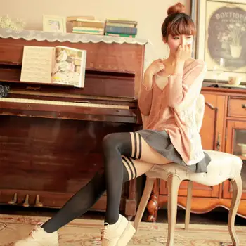 

Sexy Stockings Medias Knee Socks Women Thigh Highs Stocking Female Pantyhose Top Knee Long Socks Two color patchwork