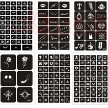 198 шт./компл. трафарет для аэрографа многоразовые хны Трафареты Роуз письма с блестящим декором в виде сердец татуировки sjablonen боди-арт татуировки Принтер