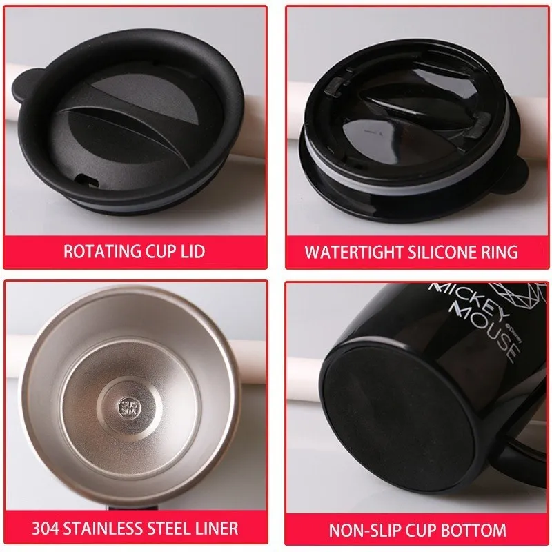 Criança com Tampa de Isolamento Lidar com Copo Copos de Leite Presentes de Aniversário Disney Caneca Mickey Mouse Inoxidável Escritório Antiderrapante Café 2020 3 Mamãe e Bebê