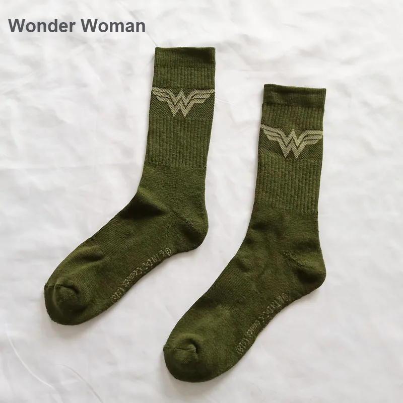 Носки до колена с героями комиксов Marvel, мужские носки, Железный человек, Капитан Америка, Человек-паук, Бэтмен Супермен Спайдермен, Мультяшные Повседневные носки - Цвет: wonder women
